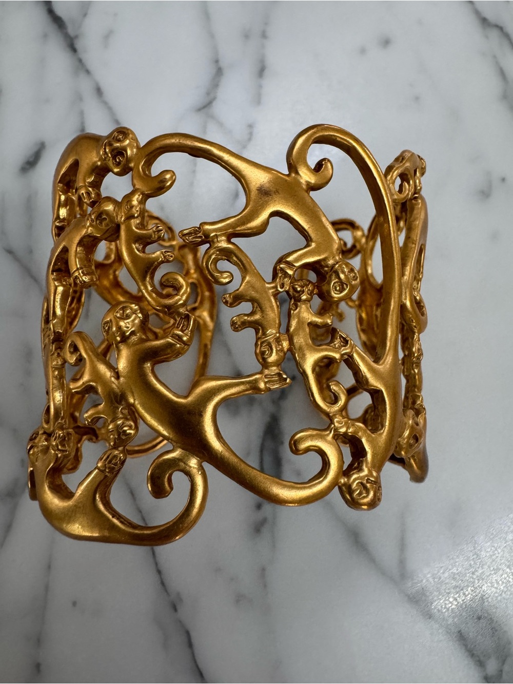 Gold-Tone Monkey Openwork Statement Cuff Bracelet Adjustable Women’s Jewelry